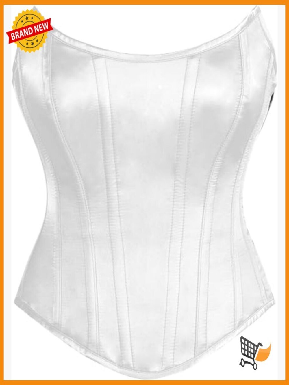 Steel Boned Overbust Corset Waist Cincher Bustier Top with Lace Up Back